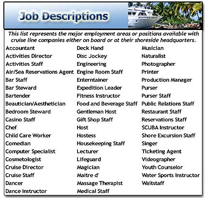 cruise ship employee job description
